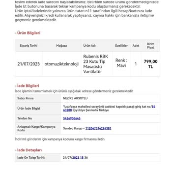 N11.com - Rubenis Marka - Sahte Ürün Gönderimi