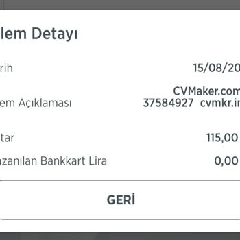 Cvmaker.com.tr Bilgim Olmadan Kredi Kartımdan Para Kesti