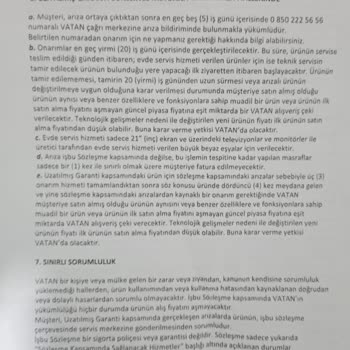 Vatan Bilgisayar Televizyon Ve Garanti Şikayeti