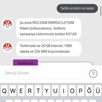 Vodafone Paket Aşım Sorunu Faturamın 97den 304 TL Olması