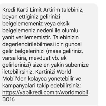Yapı Kredi Limit Arttırma Problemi
