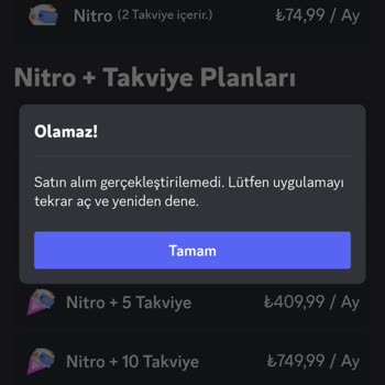 Discord "satın Alım Gerçekleştirilemedi" Hatası