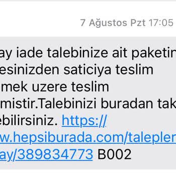 Hepsijet XL Kargonun İade Alınan Ürünün Teslimatını Gerçekleştirmedi.