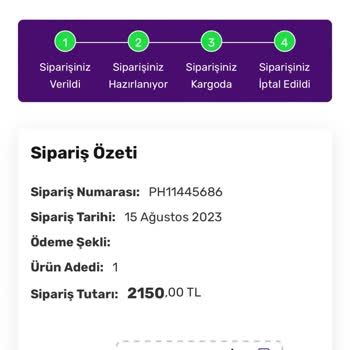 Gratis Siparişi İptal Edip İade Yapmadı