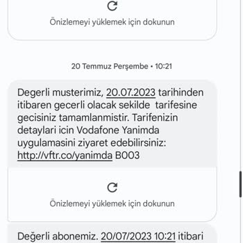 Vodafone'un Tarifemi Tanımlamaması