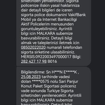 VakıfBank İznim Olmadan Yapılan Sigorta Poliçesi Düzenlenmiş.