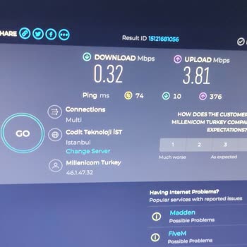 Milleni 3 Gündür Oyalıyor, Bağlantı Hızım Düşük, Yükleme Hızım Yüksek.