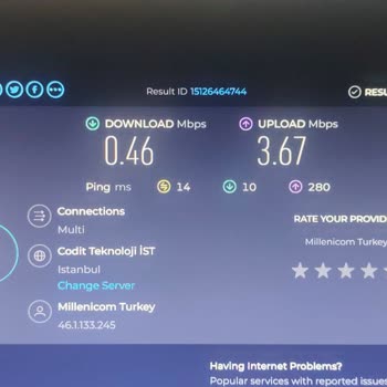 Milleni 3 Gündür Oyalıyor, Bağlantı Hızım Düşük, Yükleme Hızım Yüksek.