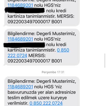 HGS Kartım Teslim Edilmiyor