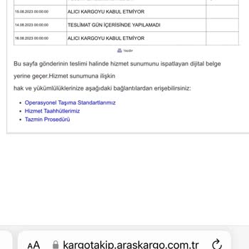 Aras Kargo Susurluk Şubesi Kargoyu Teslim Etmeme