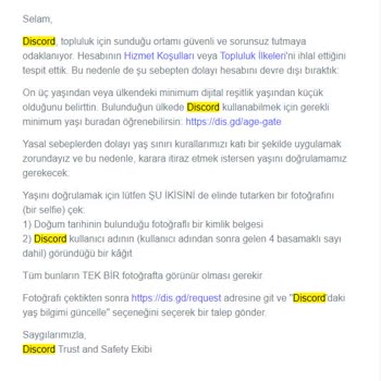 Discord Hesabım 13 Yaşından Küçük Olduğunuz Sebebiyle Kapandı Yaşım 17