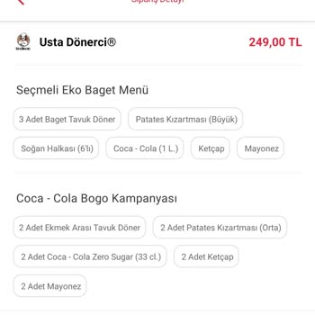 Usta Döner Menü Fiyaskosu