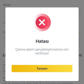 Binance TR Çekim İşleminize İzin Verilmiyor