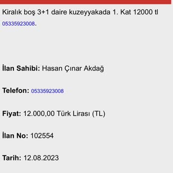 İlan Set İzinsiz Yayımlanan Ev İlanı Hk
