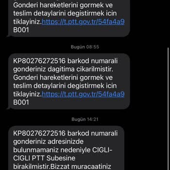 PTT Kargo Adreste Olduğum Halle Adresimde Değilim Gibi Not Düşmeleri