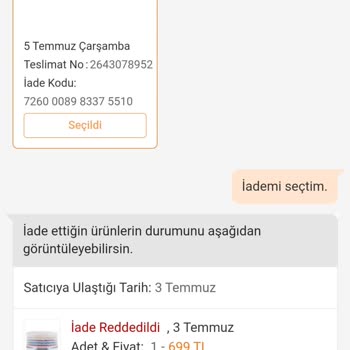 Trendyol Reddedilip Geri Gönderilmeyen İade