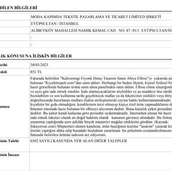 Kıyafet Sepeti Kıyafetsepeti İade Almadı. Tüketici Hakları Mahkemesiyle İade Ettim.