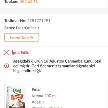 Trendyol'da Siparişim İptal Edildi