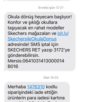 Skechers Mobil Siparişim İade Edildi