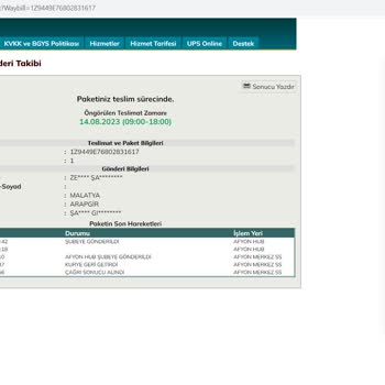 UPS Türkiye 'nun Sorumsuzluğu Ve UPS Malatya Şubesi