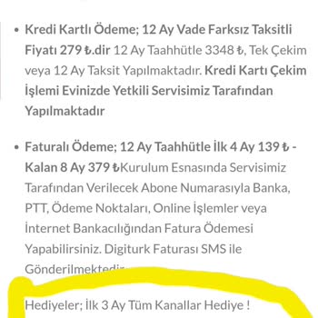 Digiturk Abonelik Sonrası Verilen Hediye Paketin Süresinin Kısa Tutulması
