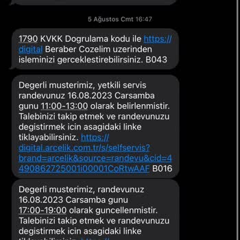 Arçelik Servis Randevusu Saati Belirsizliği