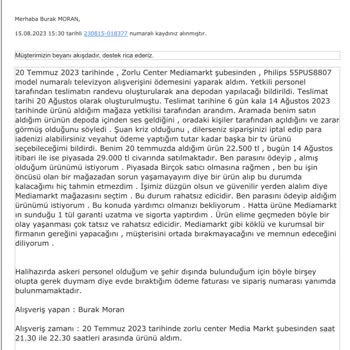 Media Markt'tan Alınan TV