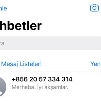 WhatsApp +856 Kodlu Telefondan Gelen Mesaj
