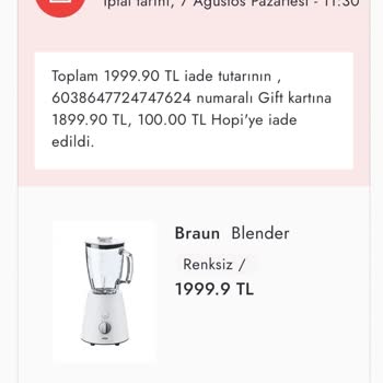 Boyner Ürün İptali Ve Çek Mağduriyeti