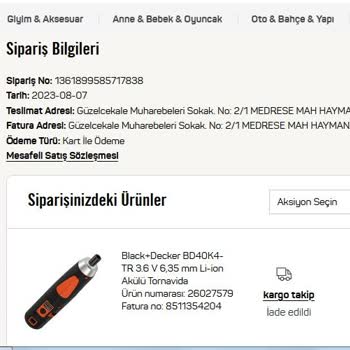 A101.com Gönderdiği Ürünün Takibini Yapmıyor, Destek Vermiyor