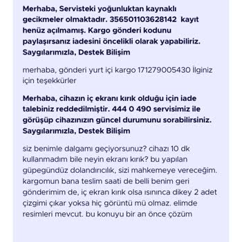 Destek Bilişim Yenilenmiş Diye Arızalı Telefon Gönderip Ücret Talebi