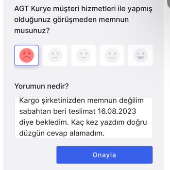 AGT Kurye (aynigunteslim.com) Kargo Şirketi Teslimatımı Geciktirdi