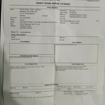 Xiaomi Haritalamama Hatası İle Servise Giden Ürünün Tamiri Yapılmamaktadır.