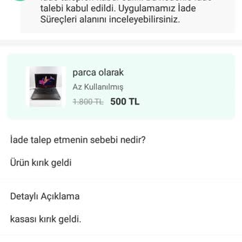 Dolap Alıcı Sattığım Ürünün Parçalarını Alıp İade Etmiş