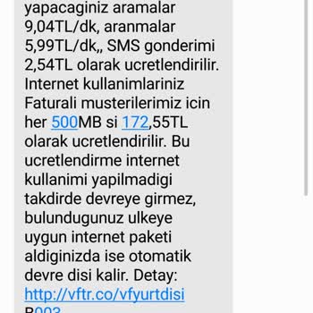 Vodafone'un Yurtiçinde İken Yurt Dışı Tarifesi Uygulamaya Çalışması