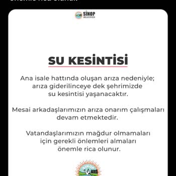 Sinop Belediyesi Su Kesintisi Ve Gelmeyen Su