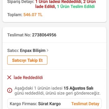 Trendyol Enpax Şikayet Var