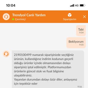 Trendyol Sipariş İptali Hk.