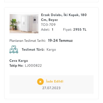 İade Olan Ürünüm İçin Erzurum Ceva Kargoya Ulaşamıyoruz. 3 Hafta Oldu!