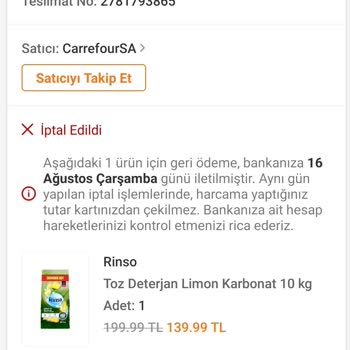 Trendyol Siparişimin İptal Edilmesi