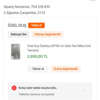 Hepsiburada'dan Aldığım Duşakabin Kırık Geldi