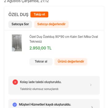 Hepsiburada'dan Aldığım Duşakabin Kırık Geldi