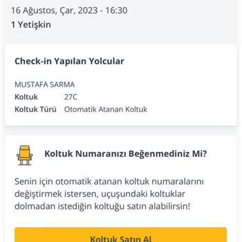 Pegasus Rötar İle Yanan Biletim