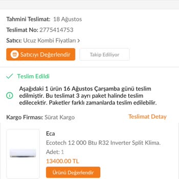 ECA Marka Klima Kurulumu İle İlgili Sorun