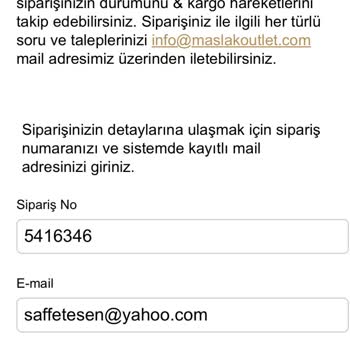 Maslak Outlet Almış Olduğum Ürün Teslim Edilmedi