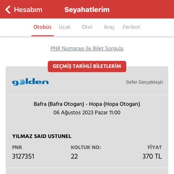 Obilet Otobüs Bileti İptali