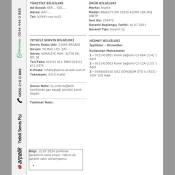 Arçelik Klimamız Bozuldu İki Yıldır Yapmıyorlar