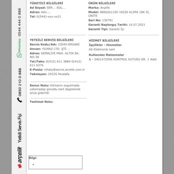 Arçelik Klimamız Bozuldu İki Yıldır Yapmıyorlar