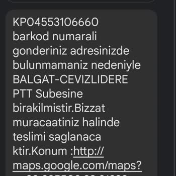 PTT Kargo Kargom Evde Yok Diyerek Teslim Edilmedi.