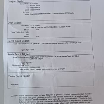 Karaca Züccaciye Karaca Waffle Makine Arızası